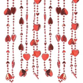 Fun Express - Heart Shape Beaded Necklace for Valentine's Day - Jewelry - Mardi Gras Beads - Mot Shaped - Valentine's Day - 12 Pieces