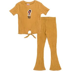 L.O.L. Surprise! Fierce Girls Rib Knit T-Shirt and Flare Pants Outfit Set Toddler to Big Kid Sizes (2T - 14-16)