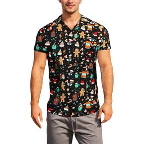 Men's Hawaiian Shirt Funky Blue Beach Printed Tropical Beach Shirt Casual Button Down Short Sleeve Floral Shirts Tops