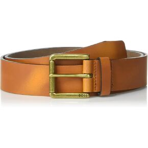 BOSS mens Joris Leather Belt With Branding on Roller Buckle