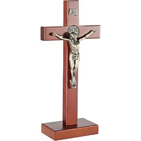 ARCHOBAN Crucifix Wall Cross Catholic with Stand, 10.7 Inch Wall and Table Wooden Cross with Jesus Christ for Home Decor