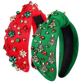 2PCS Halloween Headbands for Women Halloween Accessories Boo Trick or Treat Knotted Headband Embellished Rhinestone Pearl Top Knot Headbands Halloween Costume Party Hair Accessory (2PCS Halloween B)