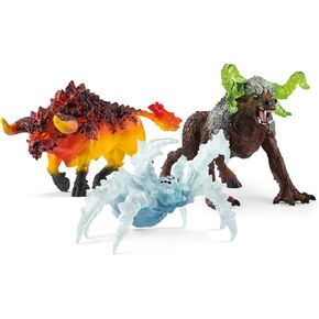 Schleich Eldrador Creatures 3-Piece Monster Toys Gift Set Including Rock Beast, Ice Spider & Fire Bull Action Figures