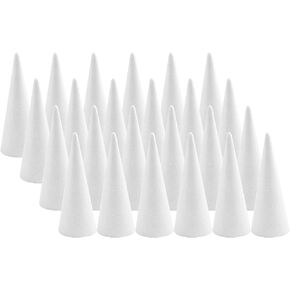 Crafjie 16 Pack Craft Foam Tree Cones for DIY Arts and Crafts (2.37 x 5.56in), White polystyrene Foam Cone, Polystyrene Foam Cones, for DIY Christmas Gnomes, Christmas Tree, Holiday Decor