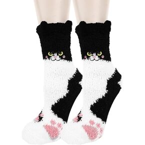 Benefeet Sox Funny Animal Fuzzy Socks for Women Girls Cute Fluffy Slipper Socks Cozy Warm Winter Socks Plush Sleeping Socks