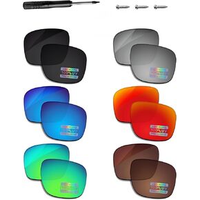 Bowyer 6 Pairs POLARIZED Replacement Lenses & Screwdriver & Screw for Oakley TwoFace OO9189 Sunglasses - Black + Titanium Mirror + Surf Blue Mirror + Fire Red Mirror + Jade Green Mirror + Brown