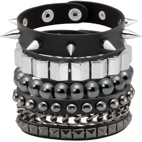 Eigso Punk PU Leather Cuff Bracelets for Men Women Retro Vintage Classic Studded Wristbands for Man Woman