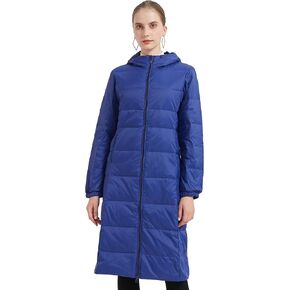 Packable Lightweight Long Down Jacket for Women Thin Warm Hooded Puffer Travel Coat(Available in Plus Size)