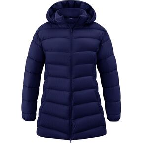 wantdo Women's Plus Size Puffer Coat Packable Lightweight Long Winter Coats with Hood in Kuwait