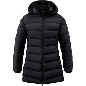 wantdo Women's Plus Size Puffer Coat Packable Lightweight Long Winter Coats with Hood