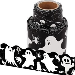 Lucleag 36 Ft Halloween Bulletin Board Border Roll, Halloween Ghost Bulletin Board Border Trim for Halloween Party School Classroom Bulletin Board Home Office Wall Window Decorations