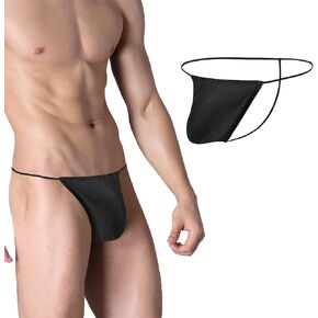 JINSHI Men's Ice Silk Thong Sexy G-String Underwear Mens Bulge Pouch Breathable Adjustable Underwears Low Rise Underwears