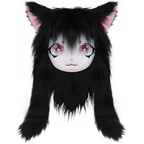 JUNBOON Furry Animal Headgear Beast Full Head Mask Headwear Doll Cosplay Costume Halloween Fursuit