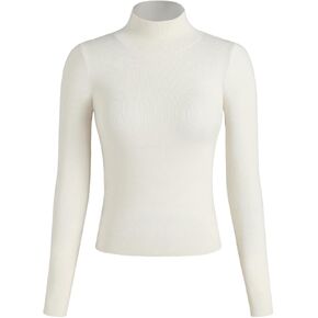 CIDER Solid High Neck Knitted Long Sleeve Top