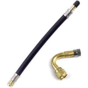 Tire Valve Extension, 8.26 InchFlexible Schrader Tire Valve Stem Extension with 135 Degree Schrader Tire Valve Extension Adaptor Compatible for Cars RV Bike Motorcycle Truck Scooter (135 Degree)