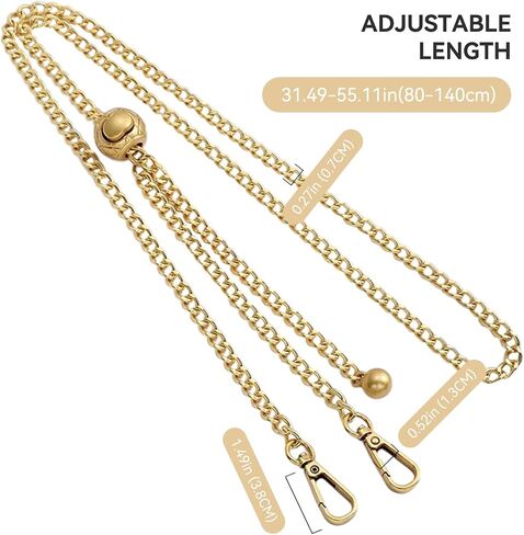 jiesinlov Purse Chain Adjustable Shoulder Strap with Small Metal Ball Replacement Transformation Crossbody Handbag (Silver-T) in Kuwait