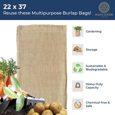Raha Looms London 22"x37" Burlap Bags, Large Burlap Potato Sack Race Bags - Set of 4 | Outdoor Lawn Games for Kids & Adults - Easter Games | Picnic, Block Party | Burlap Sack Bag | Sac | Burlap Bag in Saudi Arabia