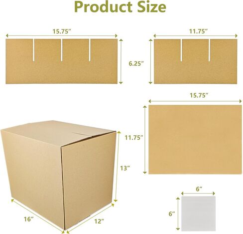 3 Sets Moving Boxes with Divider Kits,16 x 12 x 13 Inch Glassware Dish Packing Box Kitchen Moving Box Corrugate Dividers with 72 Pcs Foam Pouches,1 Pcs tape rolls with dispenser(Two Layer) in Saudi Arabia
