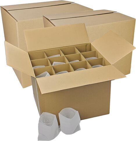 3 Sets Moving Boxes with Divider Kits,16 x 12 x 13 Inch Glassware Dish Packing Box Kitchen Moving Box Corrugate Dividers with 72 Pcs Foam Pouches,1 Pcs tape rolls with dispenser(Two Layer) in Saudi Arabia