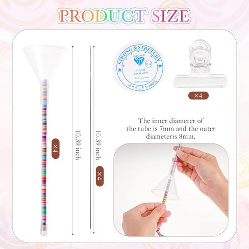 BEAUTIFABLE Beading Funnel, 16 Pcs Beading Tools Kit for Clay Bead, Clear Beaded Funnel with Bead Spinner Needles, Clip, Thread for Jewelry Making of Class Craft Activities in Saudi Arabia