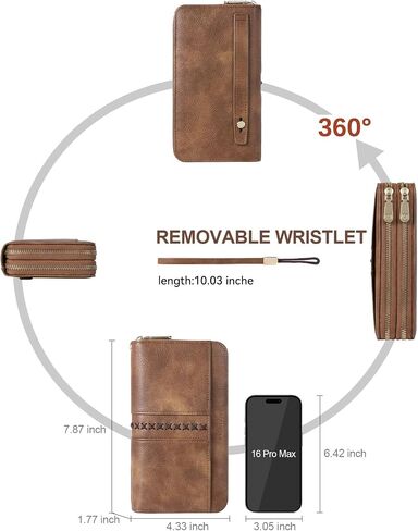 BOSTANTEN Wallets for Women Leather RFID Double Zipper Around Credit Card Holder Large Capacity Wristlet Clutch Wallet in Saudi Arabia