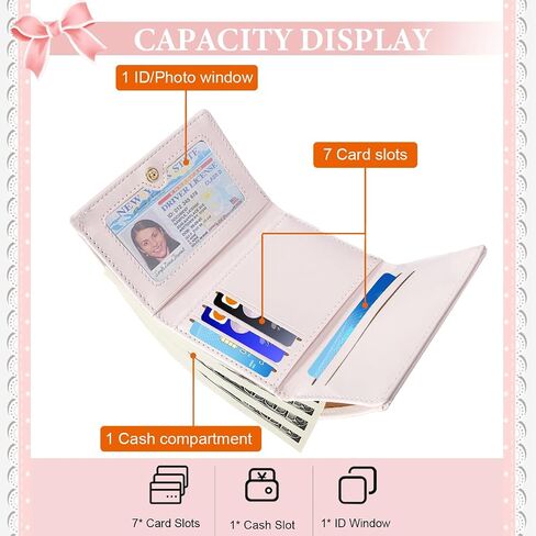 Small Wallet Coquette Bow Wallet for Girls Cute Wallet ID Credit Card Holder for Women (PINK) in Saudi Arabia