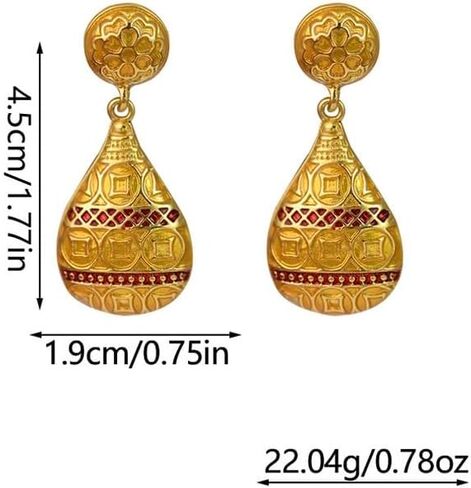 Vintage Style Gold Plated Chinese Floral Drop Silver Stud Fashion Earrings for Women in Saudi Arabia