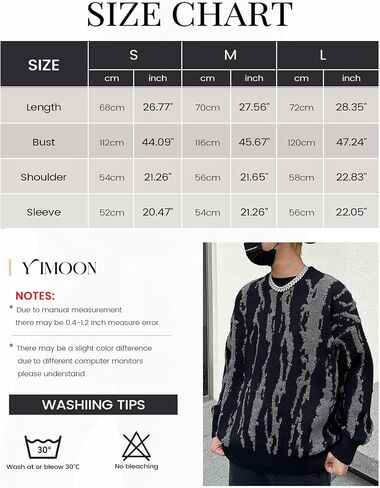 Yimoon Mens Oversized Sweaters Y2K Aesthetic Flame Graphic Crewneck Sweatershirts Knitted Casual Pullover Jumpers in Saudi Arabia