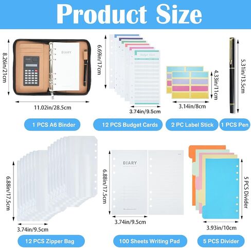 Portfolio Padfolio Binder with Calculator, A6 Size Professional Leather Portfolio Organizer, Zippered Padfolio Pouch for Business Documents Women Men in Saudi Arabia