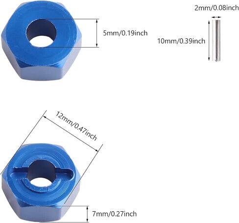 12mm Hex Wheel Hub Mount, Aluminum 7mm Thick with 2x10mm Stub Axle Pins for 1/10 Slash 4x4 & HQ 727 RC Cars Replacement Upgrade Parts (Purple)(Set of 4) in Saudi Arabia