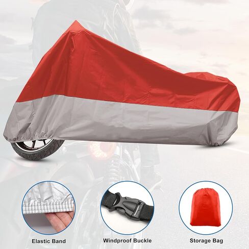 غطاء دراجة نارية X AUTOHAUX لدراجة نارية Harley Davidson لهوندا وسوزوكي لجميع المواسم مقاوم للماء من الشمس في الهواء الطلق غطاء دراجة نارية يناسب حتى 86.61 بوصة غطاء دراجات نارية L أزرق فضي اللون in Saudi Arabia