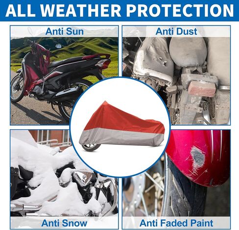 غطاء دراجة نارية X AUTOHAUX لدراجة نارية Harley Davidson لهوندا وسوزوكي لجميع المواسم مقاوم للماء من الشمس في الهواء الطلق غطاء دراجة نارية يناسب حتى 86.61 بوصة غطاء دراجات نارية L أزرق فضي اللون in Saudi Arabia