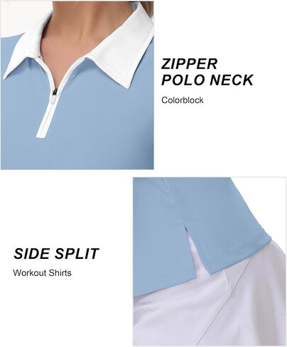 Patchwork Polo Shirts Womens Athletic Golf Tennis Tanks Top Split Side Zipper V Neck Shirts Sleeveless Tanks Top in Saudi Arabia