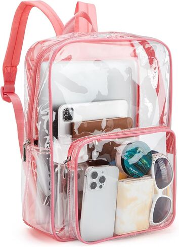 Clear Backpack for Stadium Events See Through Backpack Medium Transparent Bag for Women Heavy Duty Wide Straps in Saudi Arabia