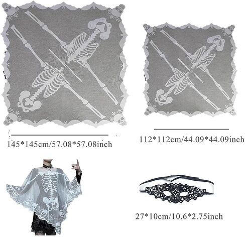 Halloween Skeleton Poncho with Lace Masquerade Mask for Women in Saudi Arabia