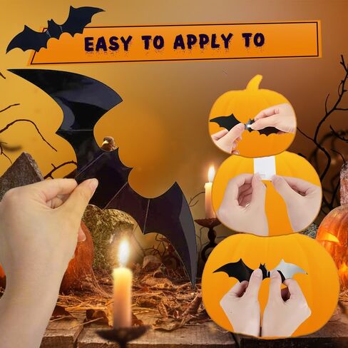 60PCS Halloween Bats Decoration 3D Bats Wall Decor 4 Different Sizes Realistic PVC Bats Stickers for Halloween Party Supplies DIY Home Window Bathroom Indoor Décor in Saudi Arabia