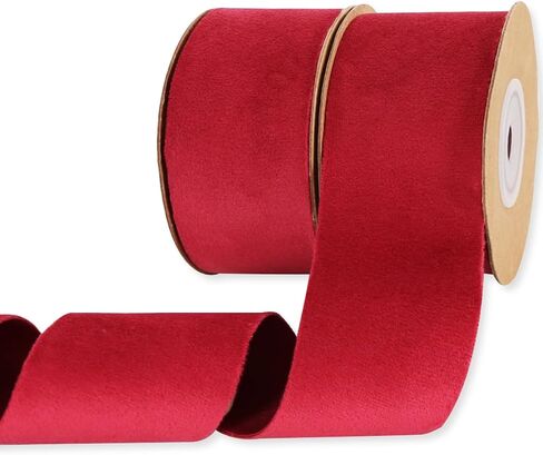 2 Rolls Chocolate Brown Velvet Ribbon 1 1/2" Fabric Trim Ribbons for Christmas Wreath Tree Decorations Handmade Craft Ornaments Hanging Gift Wrapping Bow Making Valentine Wrapping in Saudi Arabia
