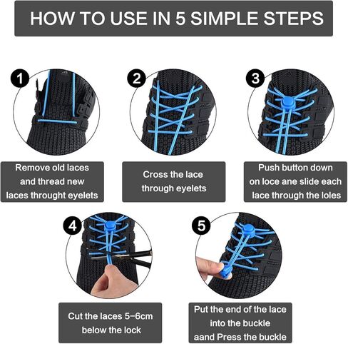 زوجان (4 قطع) من أربطة الأحذية المرنة - أربطة أحذية بدون أربطة للأطفال والكبار - بدون أربطة قابلة للتمدد للأحذية الرياضية in Kuwait