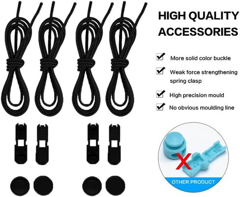 زوجان (4 قطع) من أربطة الأحذية المرنة - أربطة أحذية بدون أربطة للأطفال والكبار - بدون أربطة قابلة للتمدد للأحذية الرياضية in Kuwait