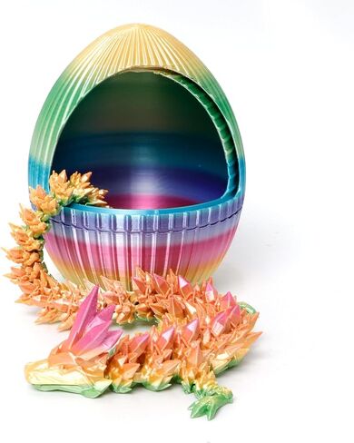 3D Printed Dragon Egg,Rotary Dragon Egg with Dragon Inside, Gear Crystal Animal Egg,12in Flexible Articulated Dragon,3D Printed Gifts Home Decor,3D Printed Gear Fidget Toy for ADHD (A-Candy) in Saudi Arabia