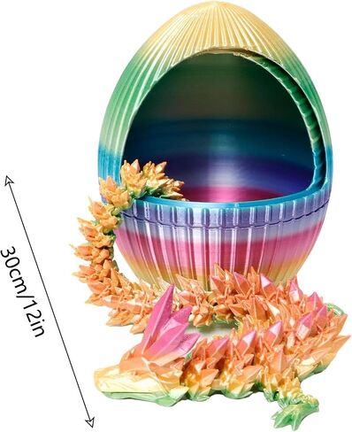 3D Printed Dragon Egg,Rotary Dragon Egg with Dragon Inside, Gear Crystal Animal Egg,12in Flexible Articulated Dragon,3D Printed Gifts Home Decor,3D Printed Gear Fidget Toy for ADHD (A-Candy) in Saudi Arabia