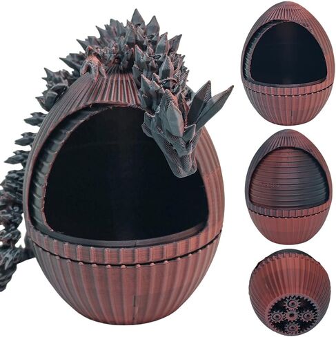 3D Printed Dragon Egg,Rotary Dragon Egg with Dragon Inside, Gear Crystal Animal Egg,12in Flexible Articulated Dragon,3D Printed Gifts Home Decor,3D Printed Gear Fidget Toy for ADHD (A-Candy) in Saudi Arabia