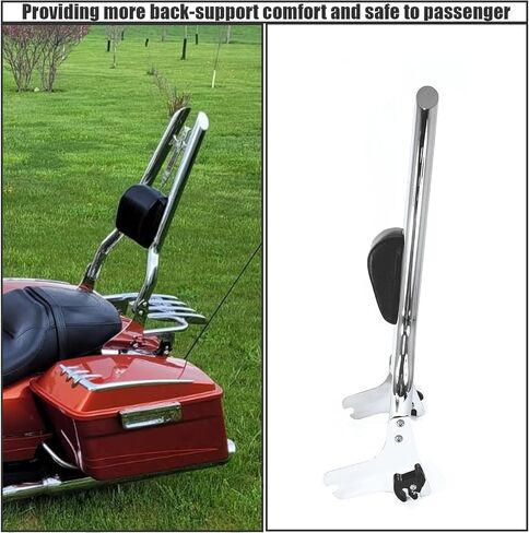 Detachable 29" Height Sissy Bar Passenger Backrest Rear Pad Compatible for Harley Touring 97-08 Road King Street Glide Road Glide Electra Glide Equipped with Required Docking Kits Black in Saudi Arabia