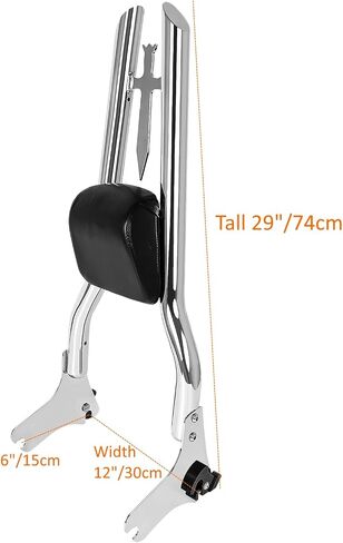 Detachable 29" Height Sissy Bar Passenger Backrest Rear Pad Compatible for Harley Touring 97-08 Road King Street Glide Road Glide Electra Glide Equipped with Required Docking Kits Black in Saudi Arabia
