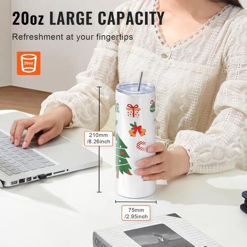 VEVOR 24 Pack Sublimation Tumblers 20oz Skinny Straight, Stainless Steel Sublimation Tumblers Blank, Stainless Steel Double Wall Tumbler for Heat Transfer Customized Gifts with Lid and Straw, Gift Box in Saudi Arabia