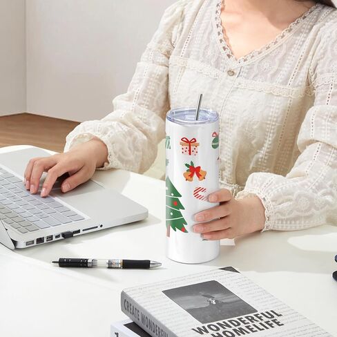 VEVOR 24 Pack Sublimation Tumblers 20oz Skinny Straight, Stainless Steel Sublimation Tumblers Blank, Stainless Steel Double Wall Tumbler for Heat Transfer Customized Gifts with Lid and Straw, Gift Box in Saudi Arabia