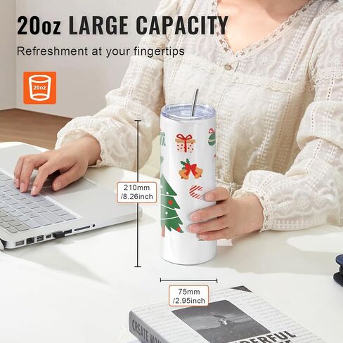 VEVOR 24 Pack Sublimation Tumblers 20oz Skinny Straight, Stainless Steel Sublimation Tumblers Blank, Stainless Steel Double Wall Tumbler for Heat Transfer Customized Gifts with Lid and Straw, Gift Box in Saudi Arabia