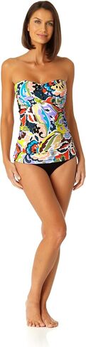 Anne Cole Women's Solid Twist Front Shirred Bandeau Tankini Swim Top in Saudi Arabia