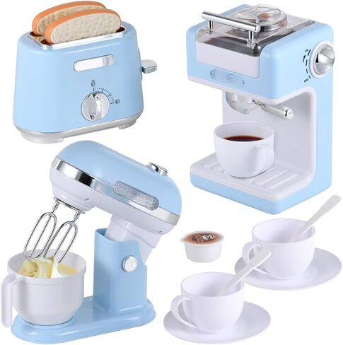 ألعاب أجهزة المطبخ ايه هوم، مجموعة ملحقات المطبخ للعب، ألعاب المطبخ التظاهري مع صانع القهوة، خلاط، محمصة مع أضواء وأصوات واقعية، مجموعة ألعاب مطبخ للأطفال للفتيات والأولاد من عمر 3 إلى 8 سنوات in Kuwait