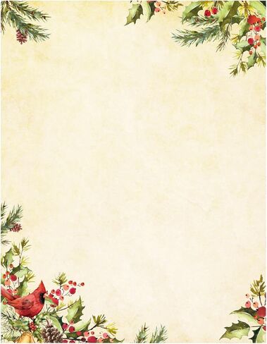 80 Sheet Christmas Stationery Paper Xmas Cardinal Bird & Holly Letter Writing Paper for Greeting Card Invitation Office Printing, 8.5 x 11 Inch, Double-Sided in Saudi Arabia